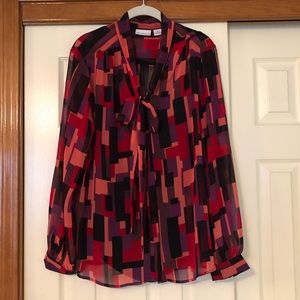 Liz Claiborne Sheer Tie Neck Blouse